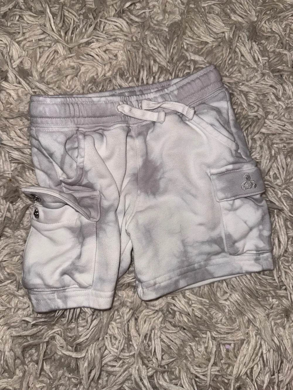 Baby Gap White Washed Tie-Dye Cargo Cotton Shorts - White/Grey